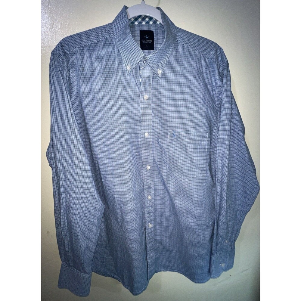 Tailorbyrd Collection Shirt Mens Large Button Down Blue Plaid Long Sleeve